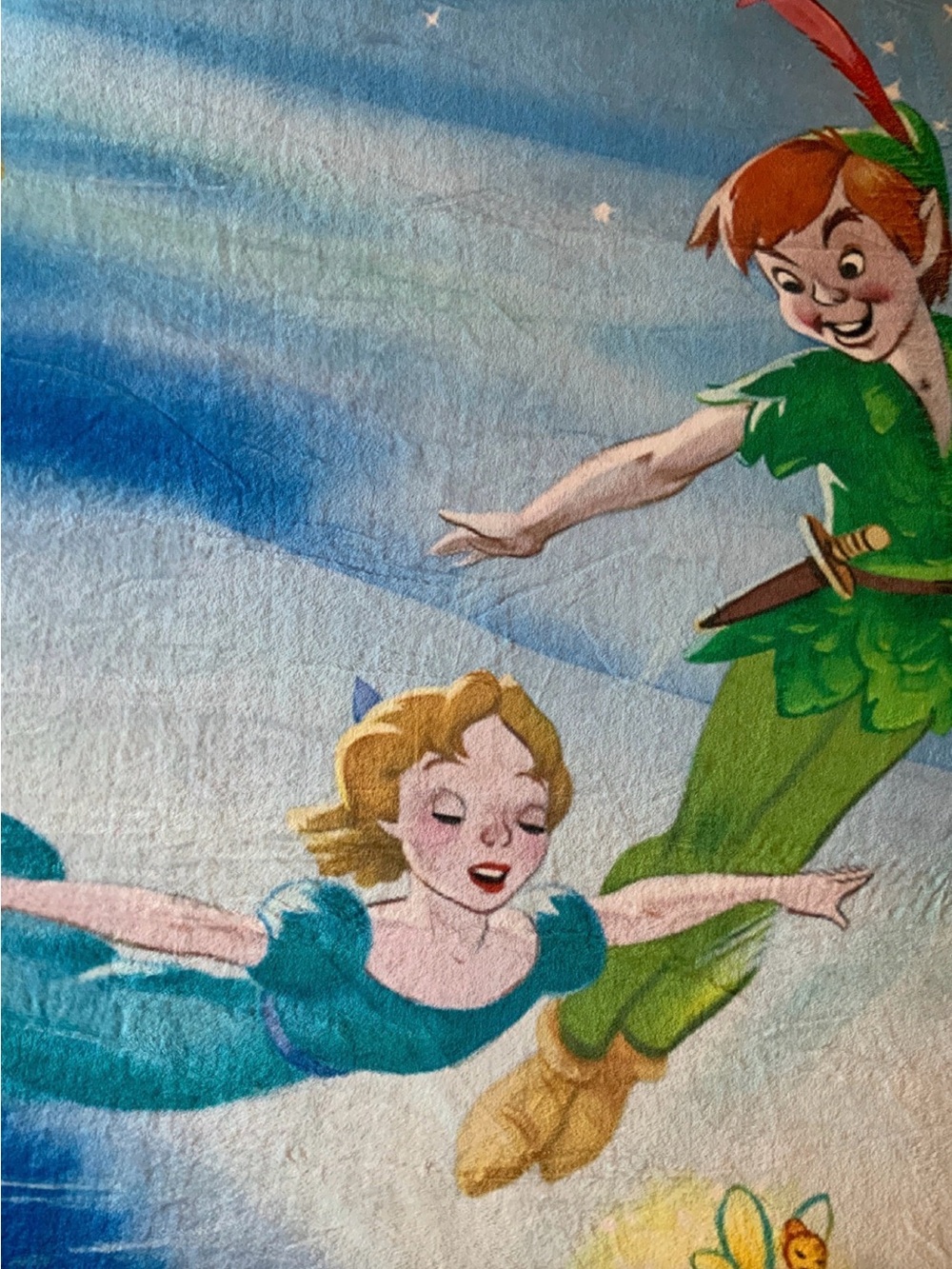 Peter Pan Themed Kids Throw Blanket in Green and Teal